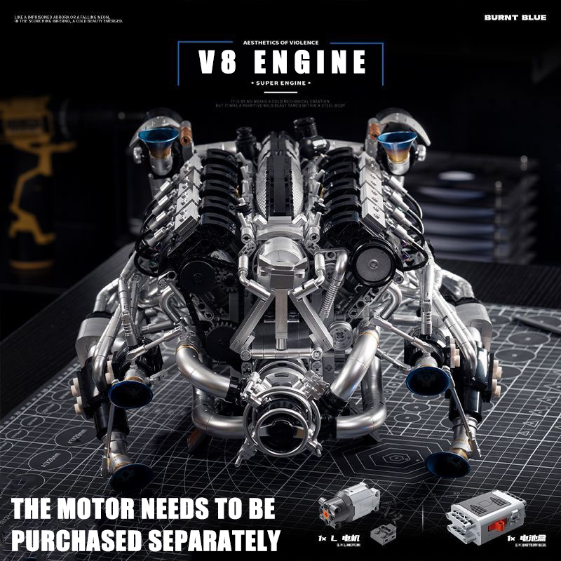 Model Kit Engine - MOC Supercar V8 Motor Bouwstenen Kit-2773