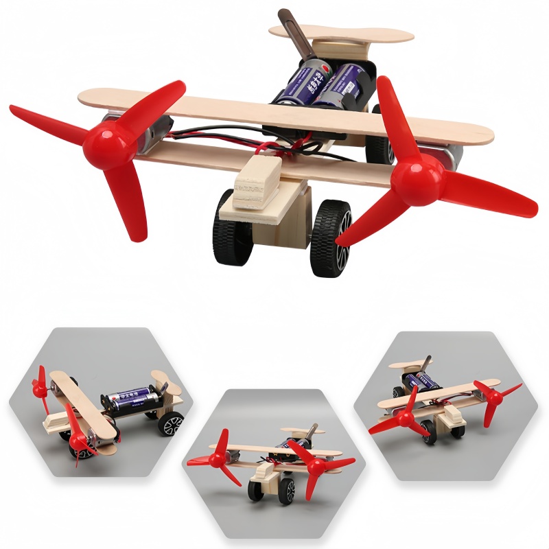 Model Kit Engine - DIY Tweemotorige Taxiërend Vliegtuig Speelgoedmodel, Wetenschappelijke