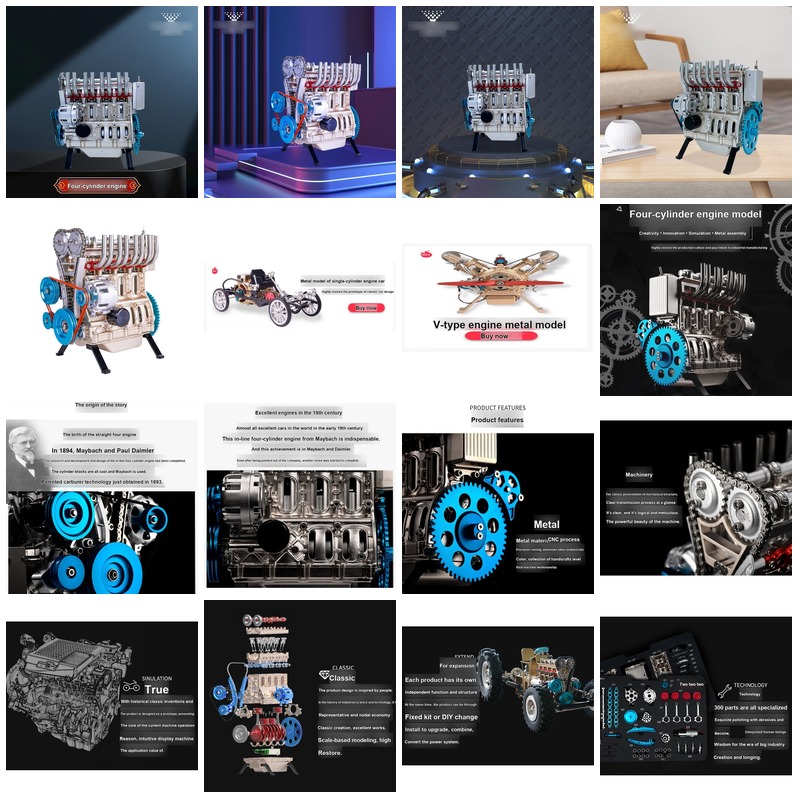 3D DIY Inline Viercilinder Mot - Model Kit Engine recensie en prijs